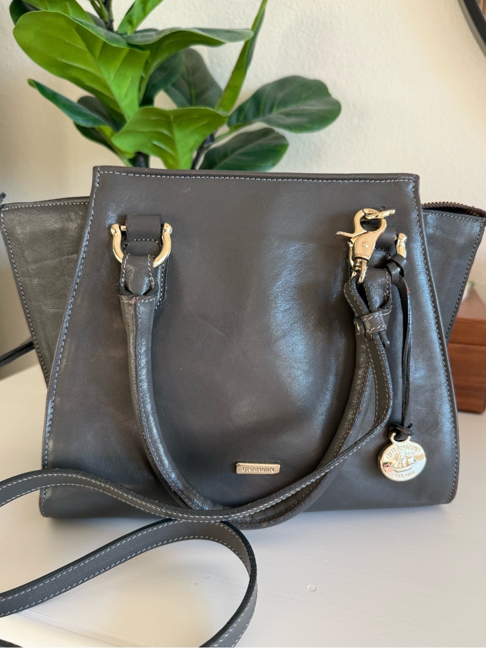 Brahmin topsail mini Priscilla satchel grey